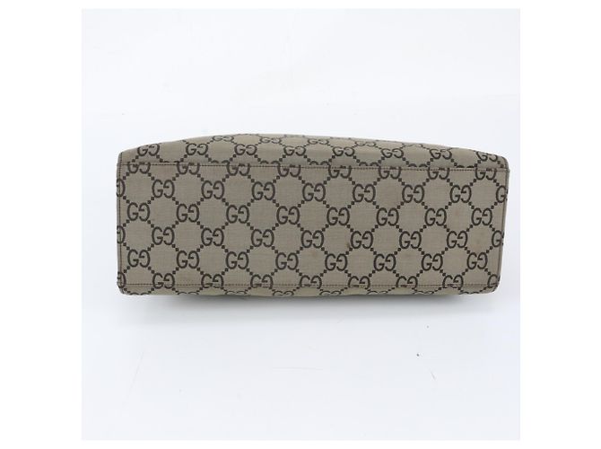 Borsa tote Gucci Bamboo GG in nylon e pelle Beige - vista 5