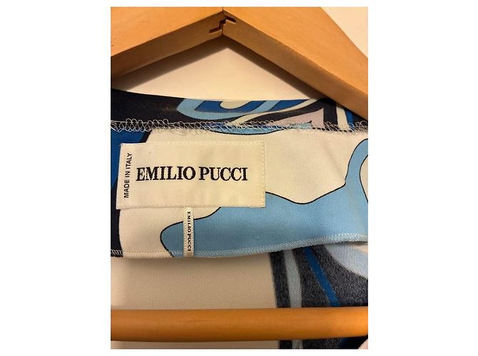 Emilio Pucci Vestido Maxi Estampado de Manga Comprida Branco Azul Cinza Azul escuro - vista 3