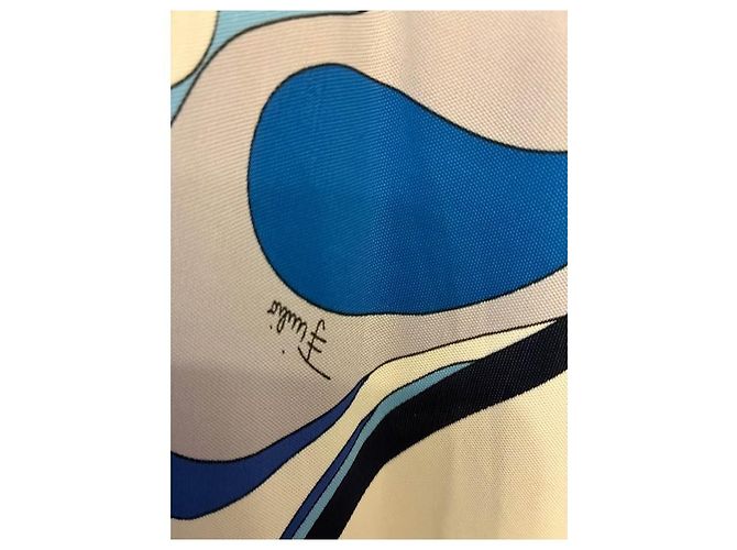 Emilio Pucci Vestido Maxi Estampado de Manga Comprida Branco Azul Cinza Azul escuro - vista 4