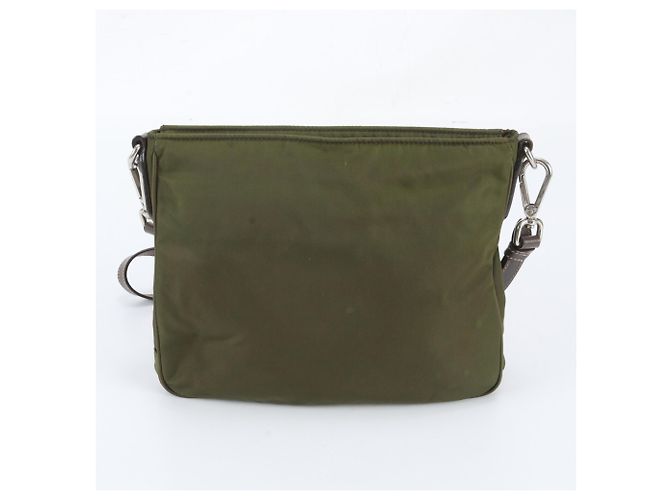 Bolsa de Ombro Prada em Nylon Tessuto e Couro Verde Caqui - vista 3