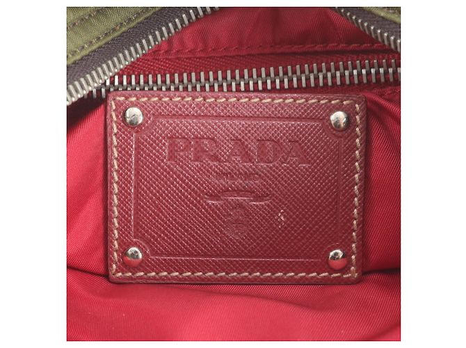 Bolsa de Ombro Prada em Nylon Tessuto e Couro Verde Caqui - vista 8