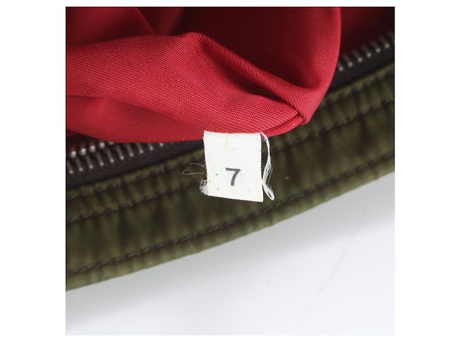 Bolsa de Ombro Prada em Nylon Tessuto e Couro Verde Caqui - vista 9