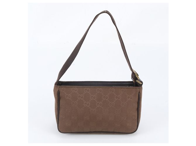Borsa a tracolla Gucci in tela GG e pelle Marrone - vista 3