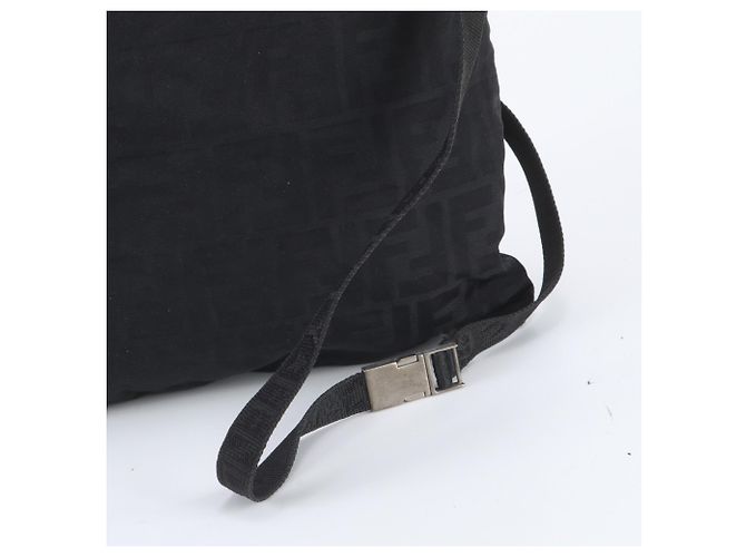 Borsa a tracolla Fendi Zucca 26715 in pelle e nylon nero - vista 2