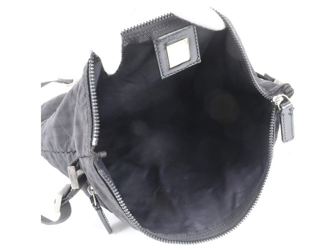 Borsa a tracolla Fendi Zucca 26715 in pelle e nylon nero - vista 7
