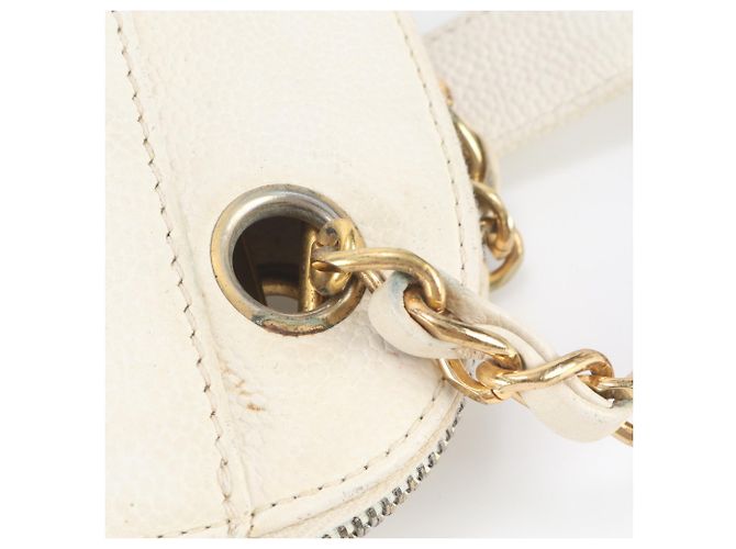 Borsa a tracolla Chanel in pelle Caviar Bianco - vista 8