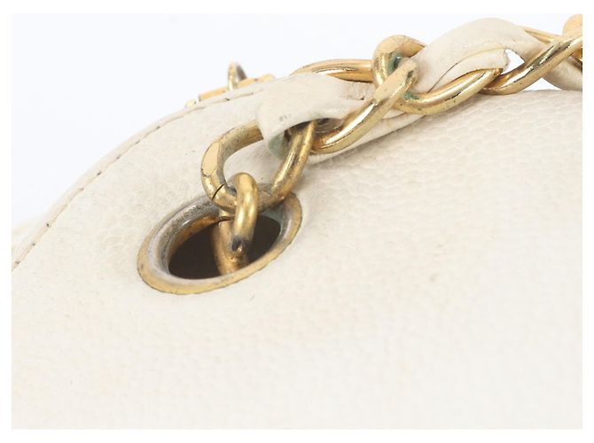 Borsa a tracolla Chanel in pelle Caviar Bianco - vista 9
