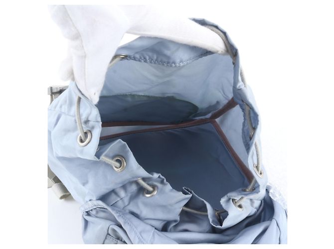 Mochila y bolso de hombro Prada de nylon Tessuto con logotipo triangular Azul - vista 7