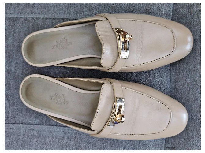 Hermès Beige Leather Mules - view 10