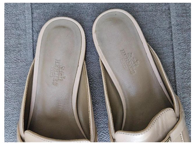 Hermès Beige Leather Mules - view 12