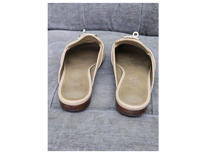 Hermès Beige Leather Mules - view 13