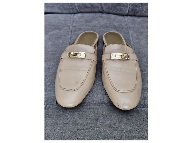 Hermès Beige Leather Mules - view 2