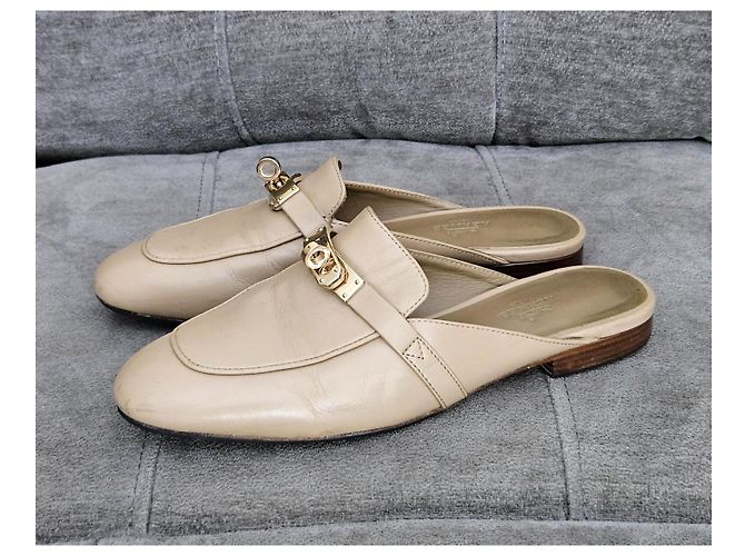 Hermès Beige Leather Mules - view 5