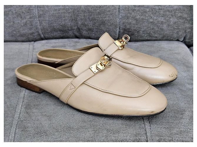 Hermès Beige Leather Mules - view 6