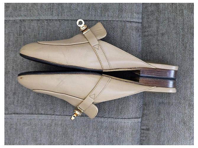 Hermès Beige Leather Mules - view 7