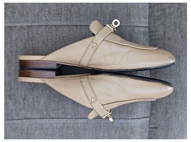 Hermès Beige Leather Mules - view 8