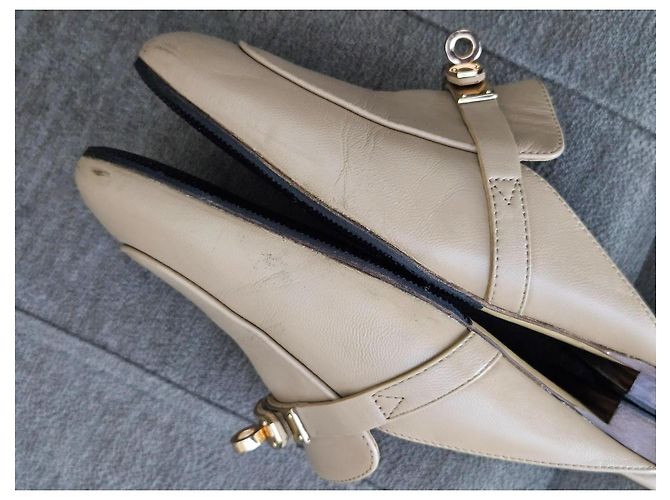 Hermès Beige Leather Mules - view 9