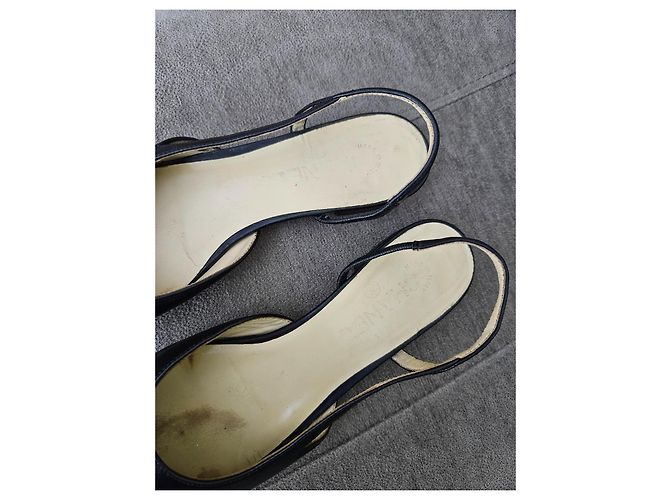 Chanel Slingback basse in pelle e tessuto nero - vista 11
