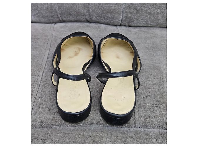 Chanel Slingback basse in pelle e tessuto nero - vista 5