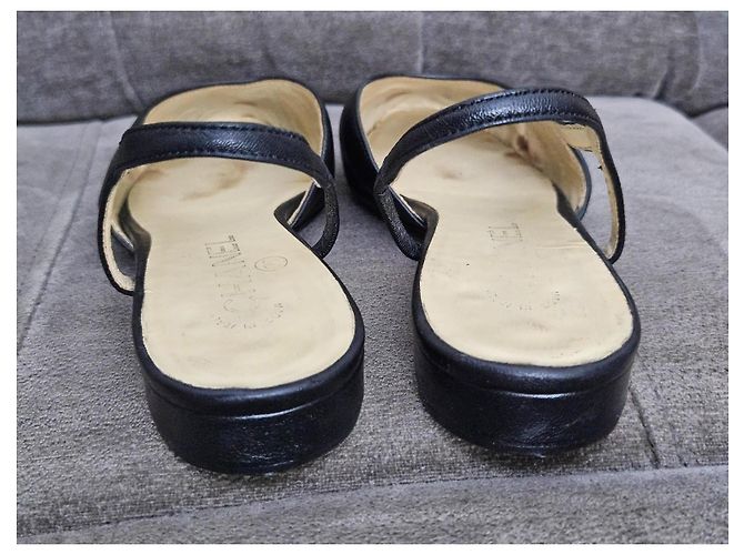 Chanel Slingback basse in pelle e tessuto nero - vista 6