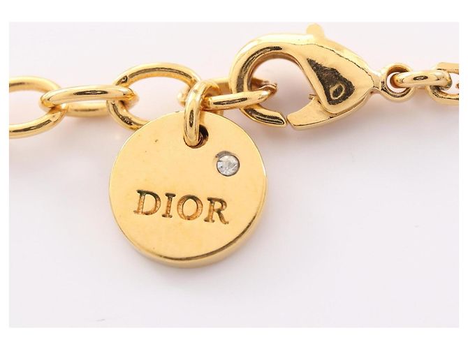 Collana Christian Dior CD Logo Bianco D'oro - vista 3