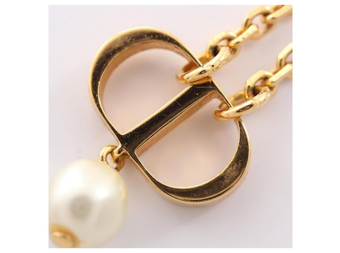 Collana Christian Dior CD Logo Bianco D'oro - vista 6