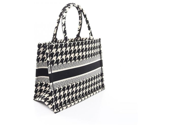Christian Dior Dior Book Tote Medium Houndstooth Tasche Schwarz Weiß - Ansicht 2