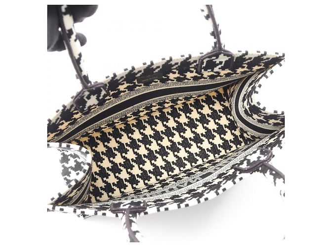 Christian Dior Dior Book Tote Medium Houndstooth Tasche Schwarz Weiß - Ansicht 3