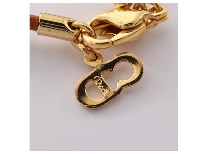 Christian Dior Dior CD Logo Halskette Braun Golden - Ansicht 5
