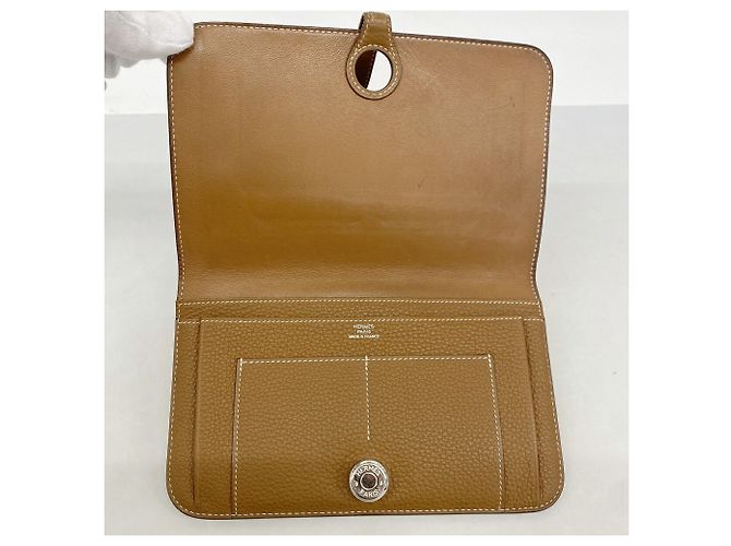 Hermès Cartera larga Hermes Dogon GM en piel Togo Gold Dorado - vista 3