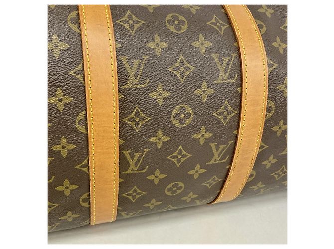 Sac Louis Vuitton Boston Monogram Keepall 50 Marron - vue 11
