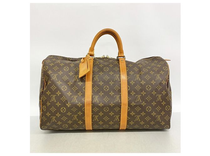 Sac Louis Vuitton Boston Monogram Keepall 50 Marron - vue 12
