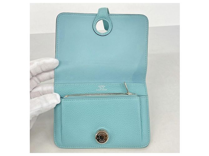 Hermès Monedero Hermes Dogon Compact de piel Togo Blue Azul - vista 3
