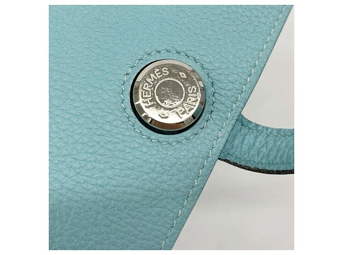 Hermès Monedero Hermes Dogon Compact de piel Togo Blue Azul - vista 7