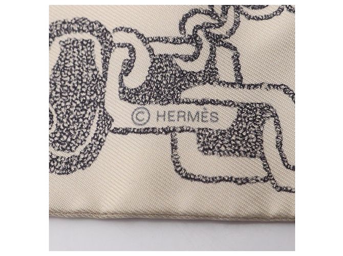 Hermès Lenço Hermes Twilly Boucles et Maillons Multicor Bege - vista 4