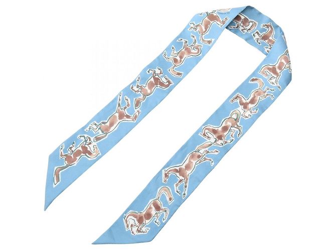 Silk In Hermès Pañuelo Hermes Twilly CHEVAUX EN LIBERTE Azul Multicolor - vista 3
