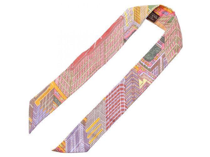 Hermès Twilly Pantin City Ribbon Scarf Rosa Multicolore - vista 2
