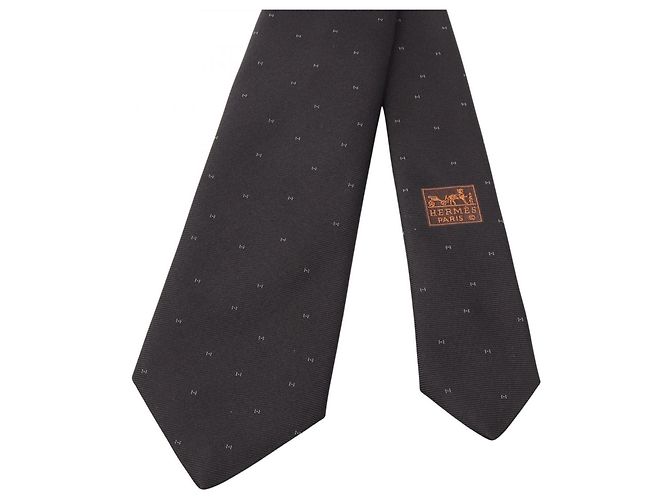 Hermès Corbata de seda negra Hermes Negro - vista 2