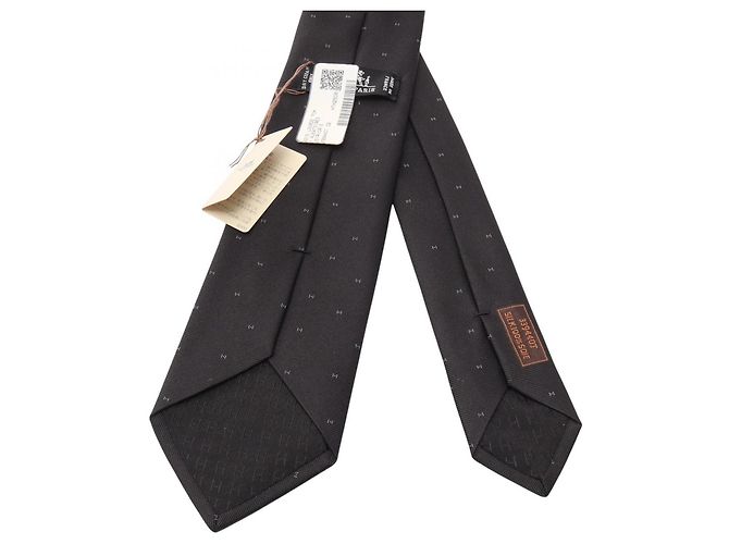 Hermès Corbata de seda negra Hermes Negro - vista 3