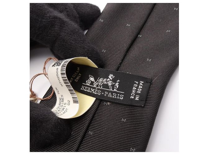 Hermès Corbata de seda negra Hermes Negro - vista 4