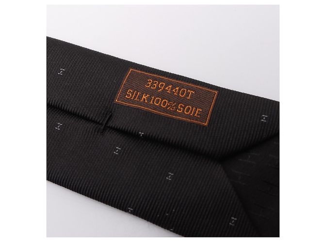 Hermès Corbata de seda negra Hermes Negro - vista 5