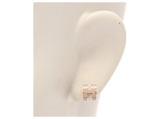 Hermès Orecchini Hermes Mini Pop H Stud Earrings Beige D'oro - vista 4