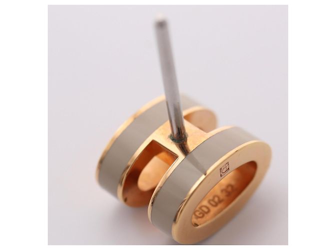 Hermès Orecchini Hermes Mini Pop H Stud Earrings Beige D'oro - vista 5