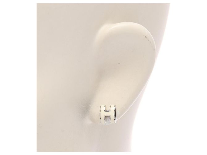 Hermès Orecchini Hermes Mini Pop H Argento Bianco - vista 4
