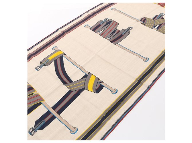 Hermès Hermes Rectangle Lettres Equestres Stole Multiple colors Beige - view 4