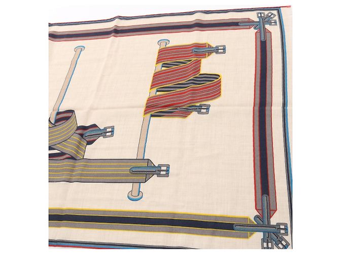 Hermès Hermes Rectangle Lettres Equestres Stole Multiple colors Beige - view 5