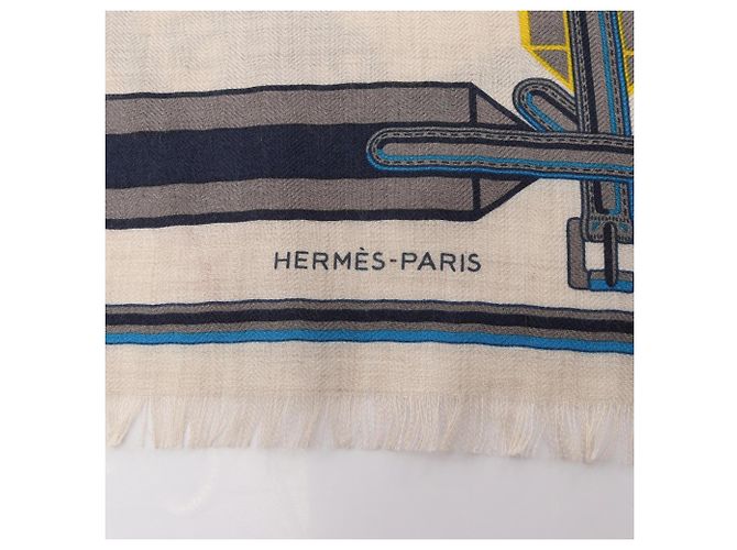 Hermès Hermes Rectangle Lettres Equestres Stole Multiple colors Beige - view 8