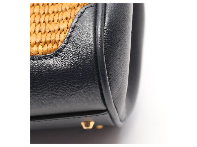 mala 2-Way Gucci GG Marmont Bamboo Marrom Azul marinho - vista 6