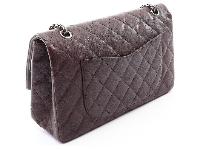Borsa a tracolla Chanel 2.55 Matelassé Maxi Double Flap Marrone Bordò - vista 2