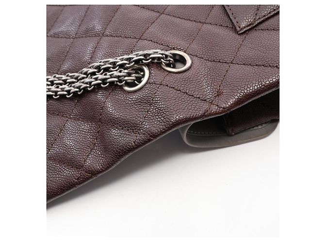Borsa a tracolla Chanel 2.55 Matelassé Maxi Double Flap Marrone Bordò - vista 9